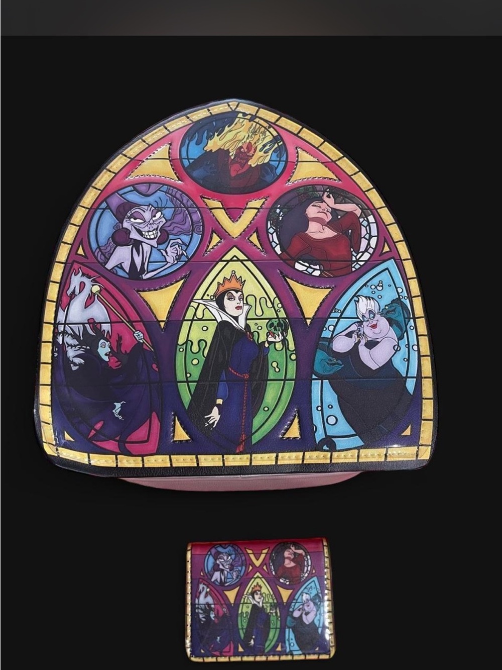 Disney Villains Stained Glass Dome Crossbody with Matching Wallet - Multicolor